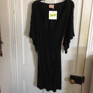 NEW Black Faux Wrap Dress